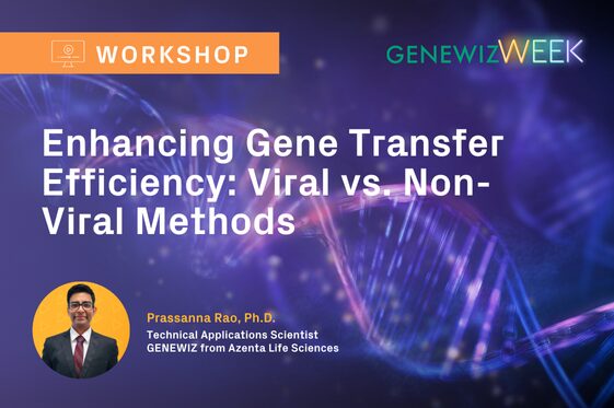 Thumbnail for webinar titled Enhancing Gene Transfer Efficiency: Viral vs. Non-Viral Methods