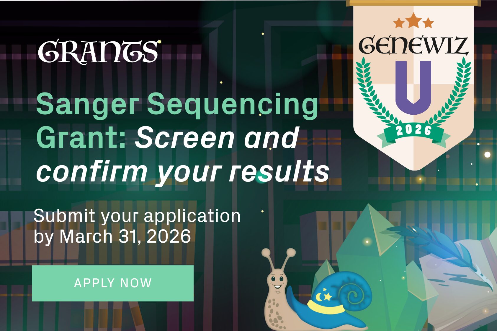 Promotion banner for Sanger Sequencing grant