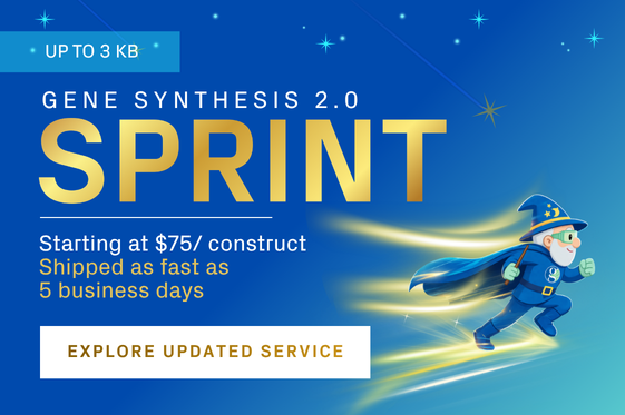 Promotion banner for Gene Synthesis 2.0 Sprint service promo